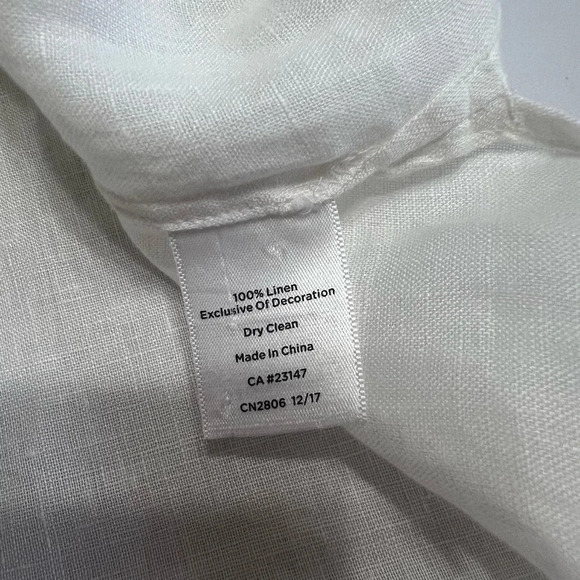 Talbots 100% Linen White Embroidered Fish  Shirt Bell Sleeves Size M - Picture 13 of 13